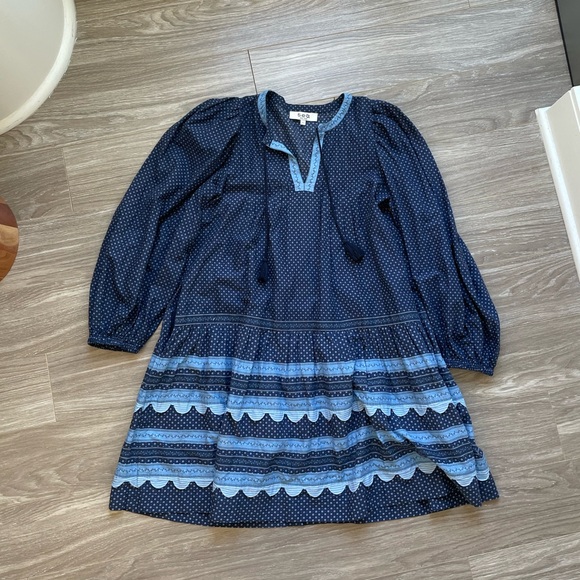 Sea New York Palmer Tunic Dress Sz S EUC Blue Long Sleeve 100% Cotton - Picture 5 of 15